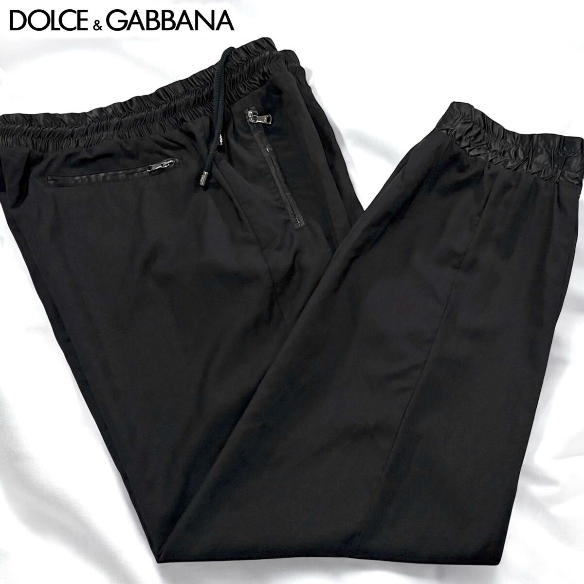 極美品/XLサイズ●極上! ドルチェ&ガッバーナ ドルガバ D&G ジョガーパンツ サマー 薄手 DOLCE&GABBANA ジャージ ストレッチ サテン切替 52