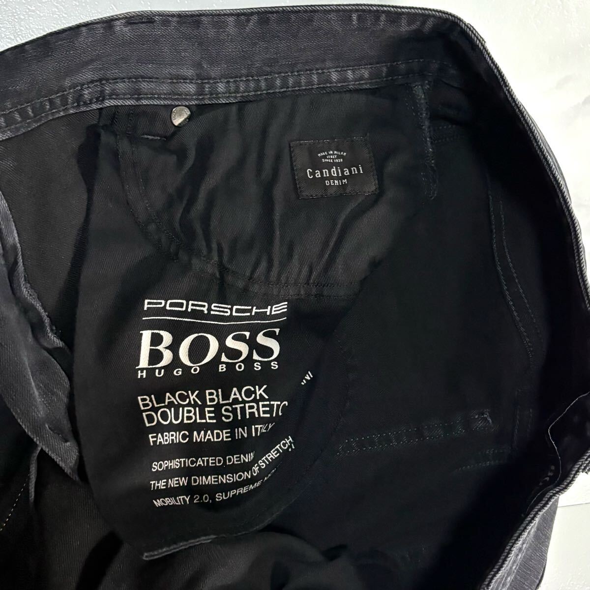 極美品/Lサイズ●ヒューゴボス ポルシェ コラボ別注 デニム ジーンズ Gパン パンツ HUGO BOSS PORSCHE ストレッチ ラバータグ イタリア生地