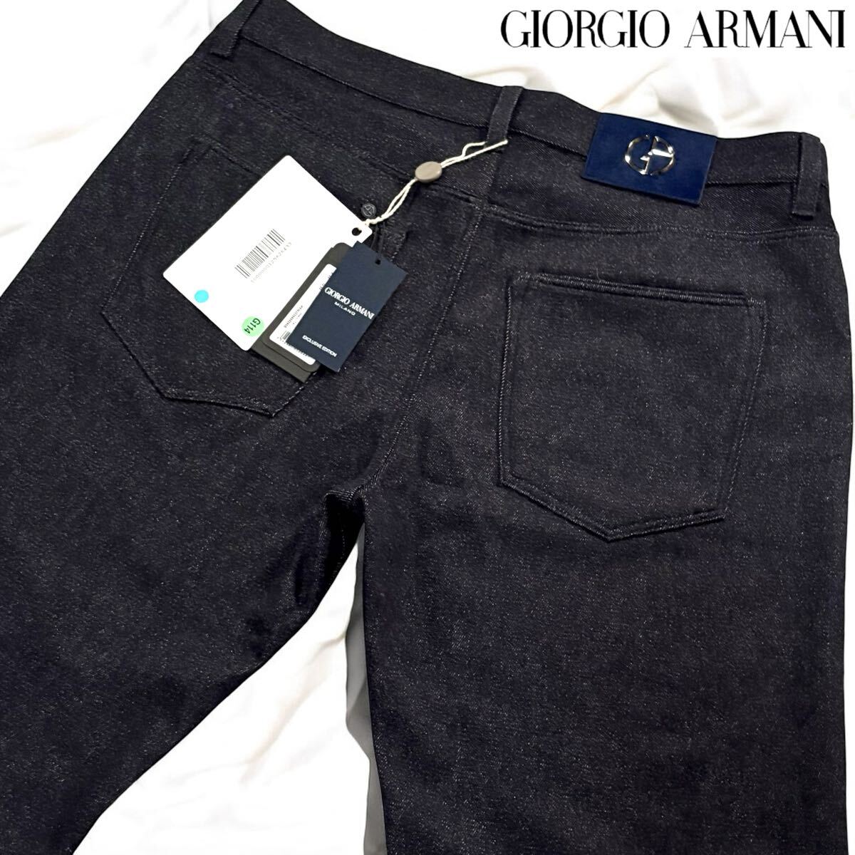 新品タグ付き/XLサイズ●最高級 ジョルジオ アルマーニ デニム ジーンズ Gパン パンツ GIORGIO ARMANI MILANO ストレッチ GAロゴ金具 33