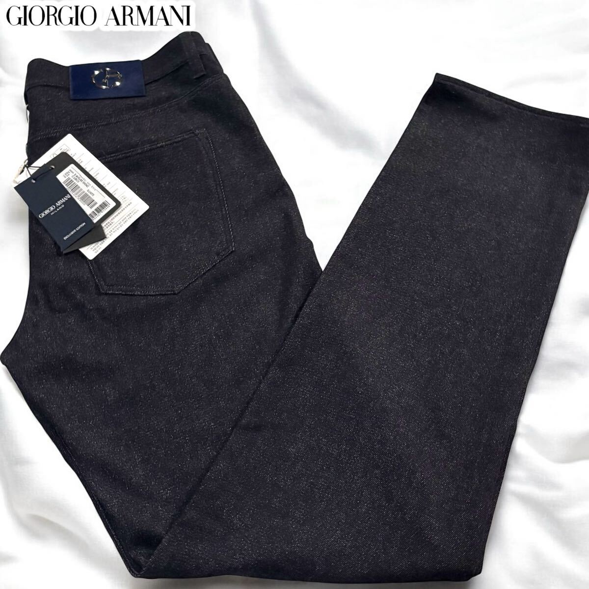 新品タグ付き/XLサイズ●最高級 ジョルジオ アルマーニ デニム ジーンズ Gパン パンツ GIORGIO ARMANI MILANO ストレッチ GAロゴ金具 33