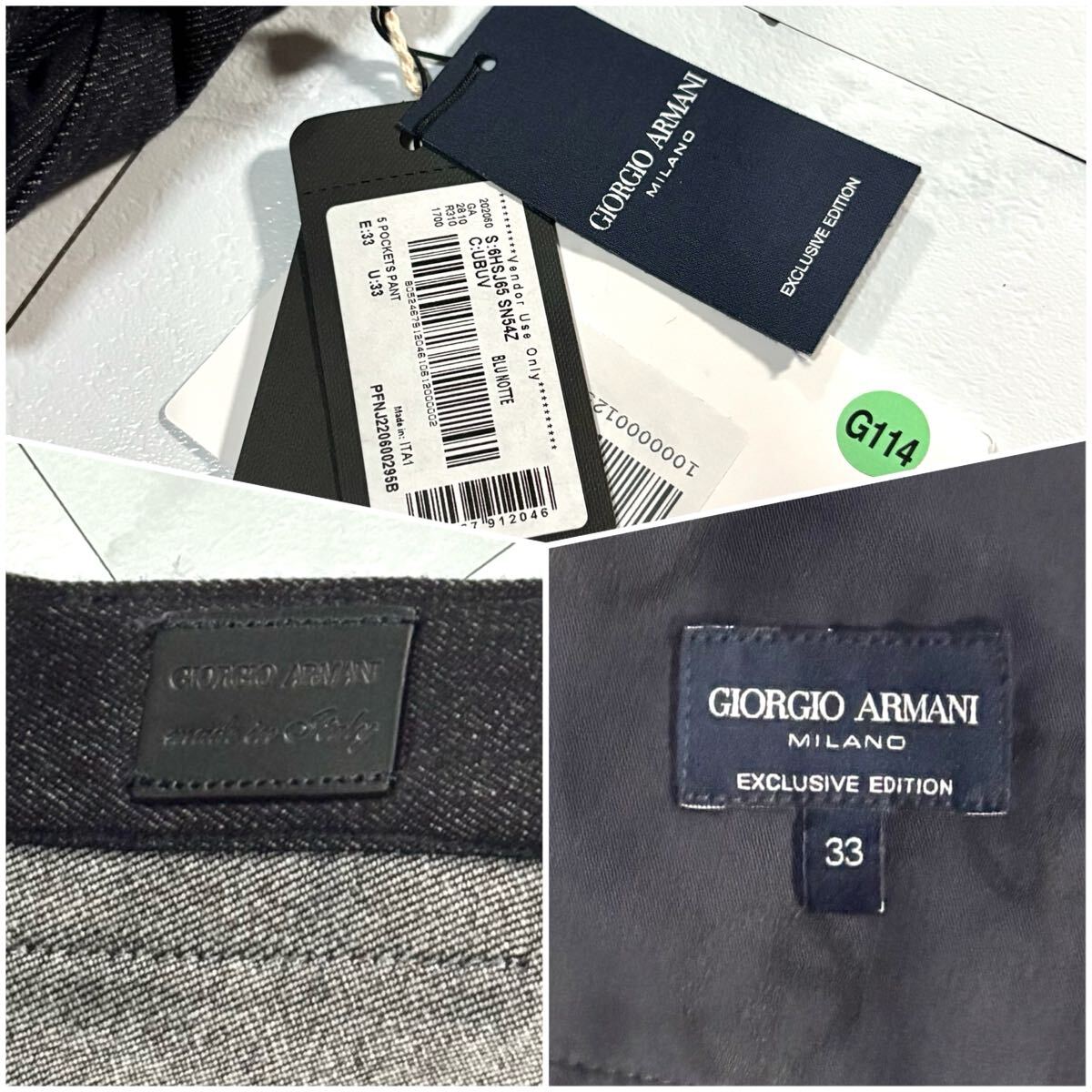 新品タグ付き/XLサイズ●最高級 ジョルジオ アルマーニ デニム ジーンズ Gパン パンツ GIORGIO ARMANI MILANO ストレッチ GAロゴ金具 33