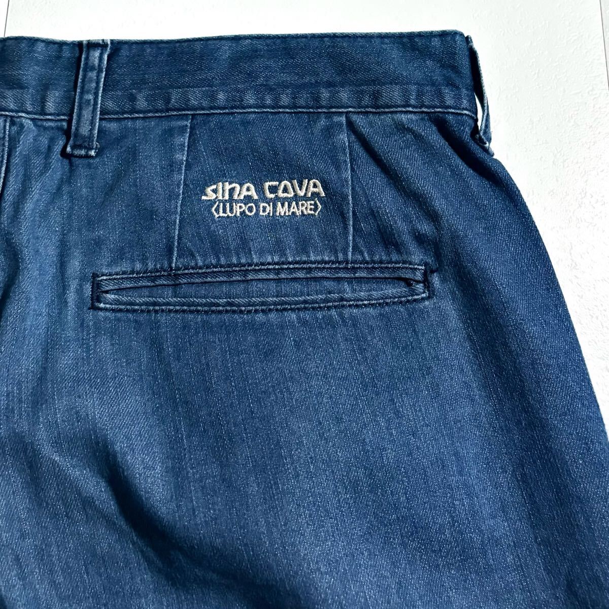極美品/XLサイズ●SINA COVA シナコバ デニム ジーンズ ジーパン パンツ ストレッチ インディゴ マリンロゴ刺繍 背面ロゴ刺繍 洗濯可 88