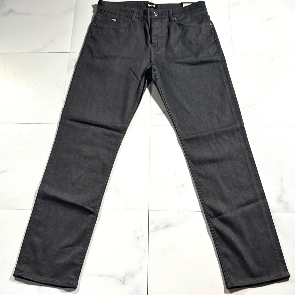 新品タグ付き/Lサイズ●ヒューゴボス デニム ジーンズ Gパン パンツ HUGO BOSS ストレッチ ロゴ金具 レザーパッチ 橫ロゴタグ 大谷翔平 33