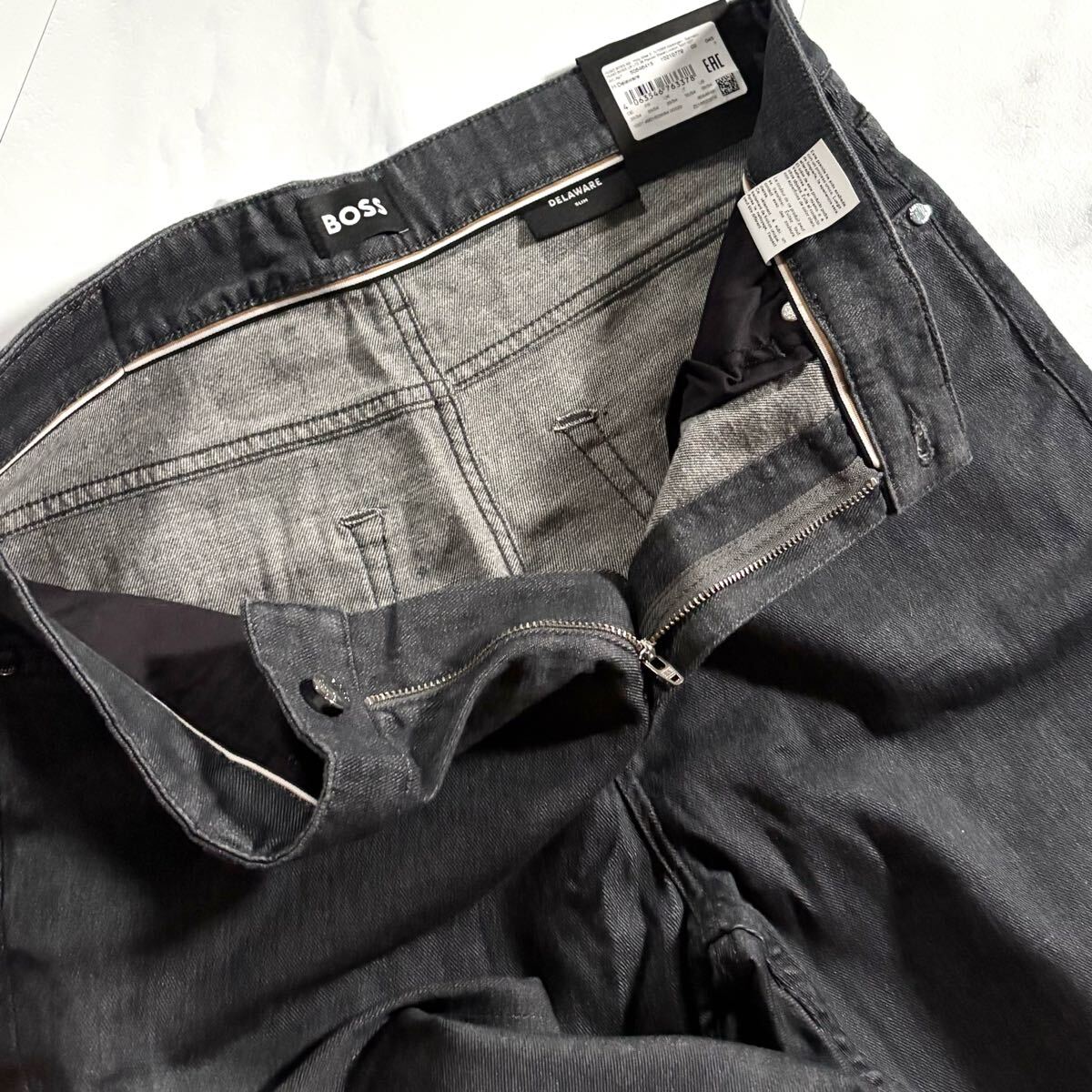 新品タグ付き/Lサイズ●ヒューゴボス デニム ジーンズ Gパン パンツ HUGO BOSS ストレッチ ロゴ金具 レザーパッチ 橫ロゴタグ 大谷翔平 33