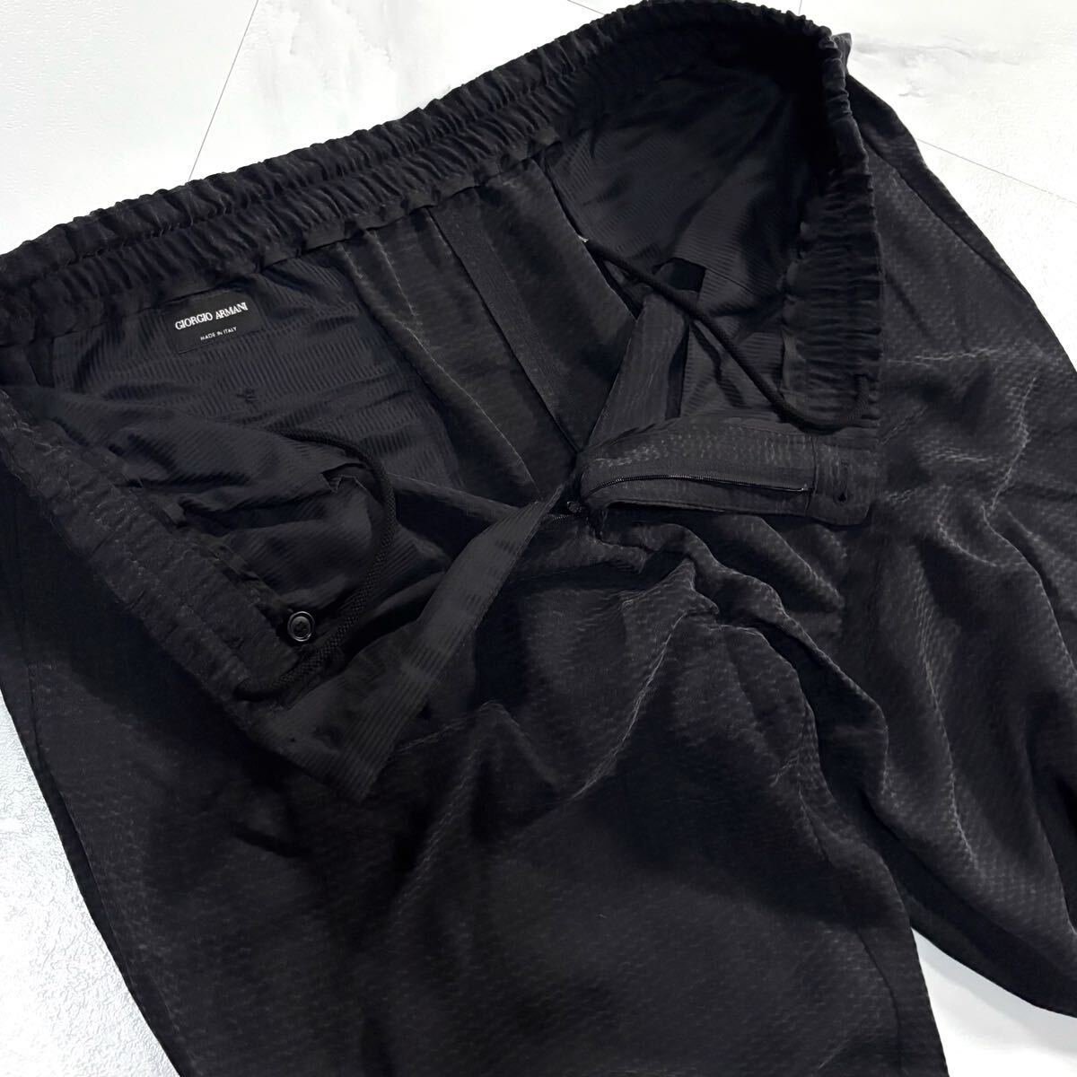極美品/4Lサイズ●最高級(jí) ジョルジオ アルマーニ ジョガーパンツ サマー 夏 スラックス GIORGIO ARMANI 黒タグ 総柄 幾何學(xué)模様 3XL 58