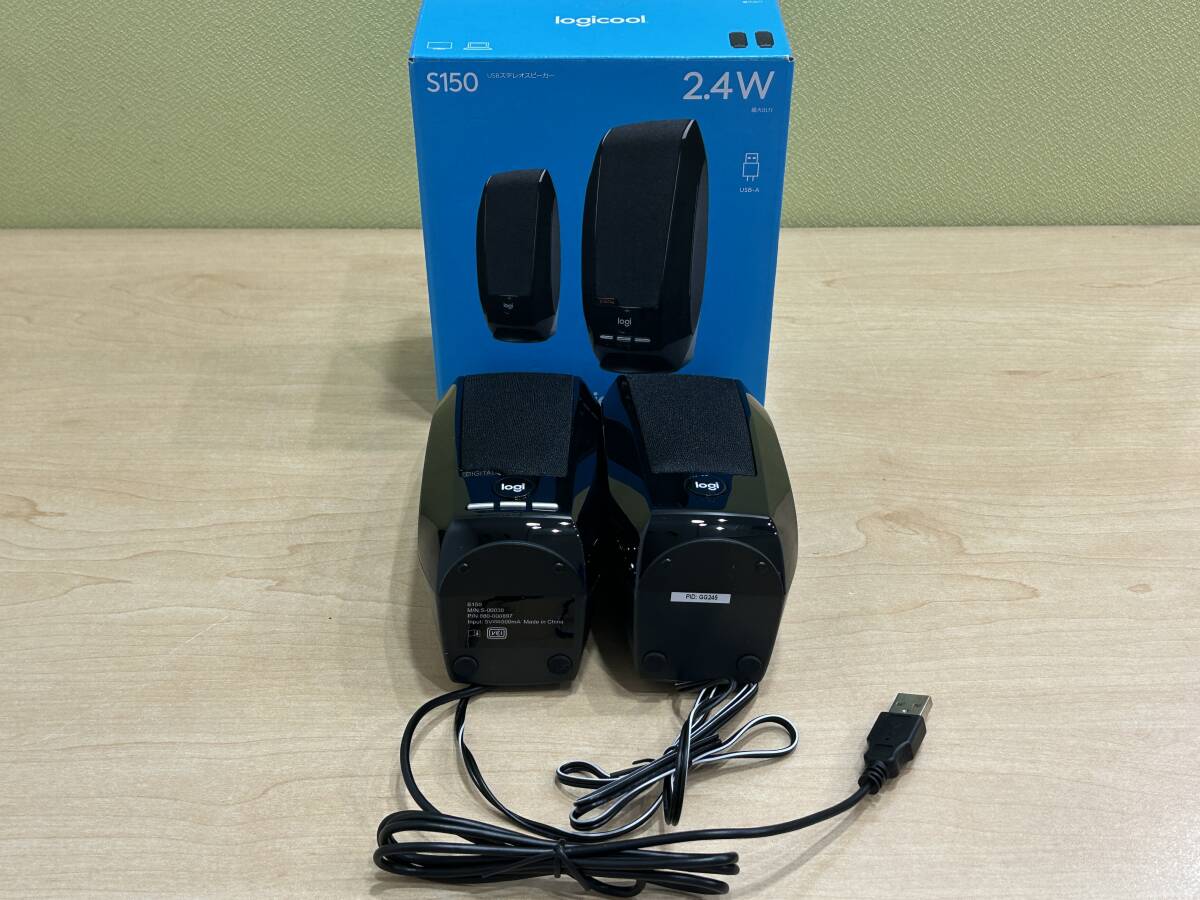 【27909】美品 ロジクール PCスピーカー S150 ステレオ 2ch 最大 2.4W 出力 ブラック USB給電