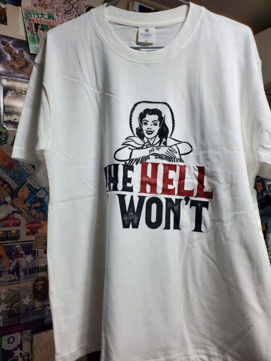 新品│THE HELL.I WON'T│やらないよ！スラング│輸入Tシャツ│海外インポート品│サイズL│ホワイト│白│HIPHOP│ストリート│