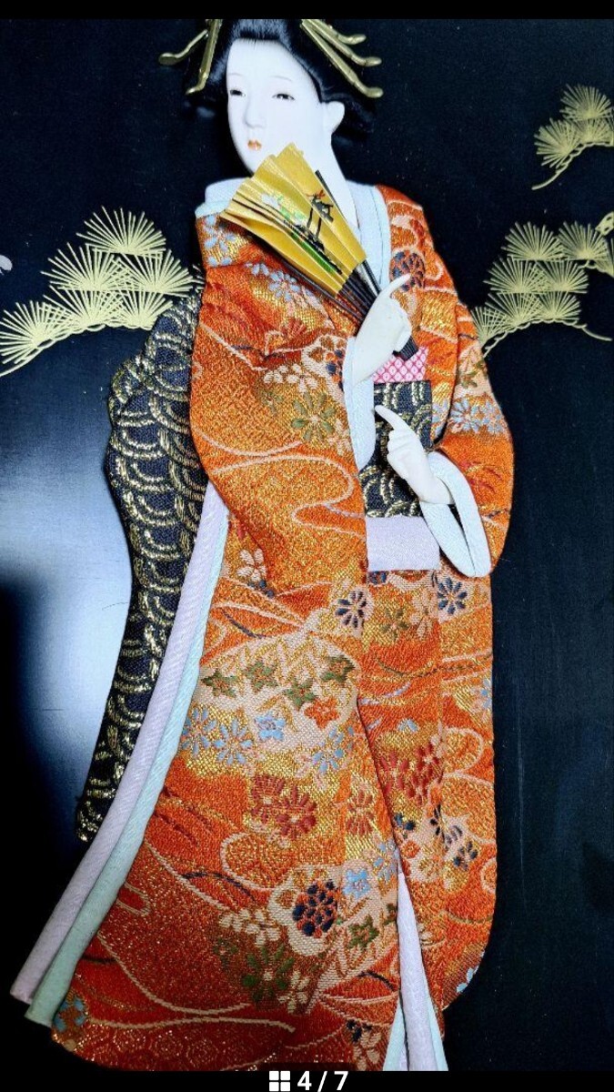 手作り板絵　藤娘 宇平作 板絵　押し絵　単品 　伝統(tǒng)的な飾り羽子板の作り　伝統(tǒng)工蕓品　