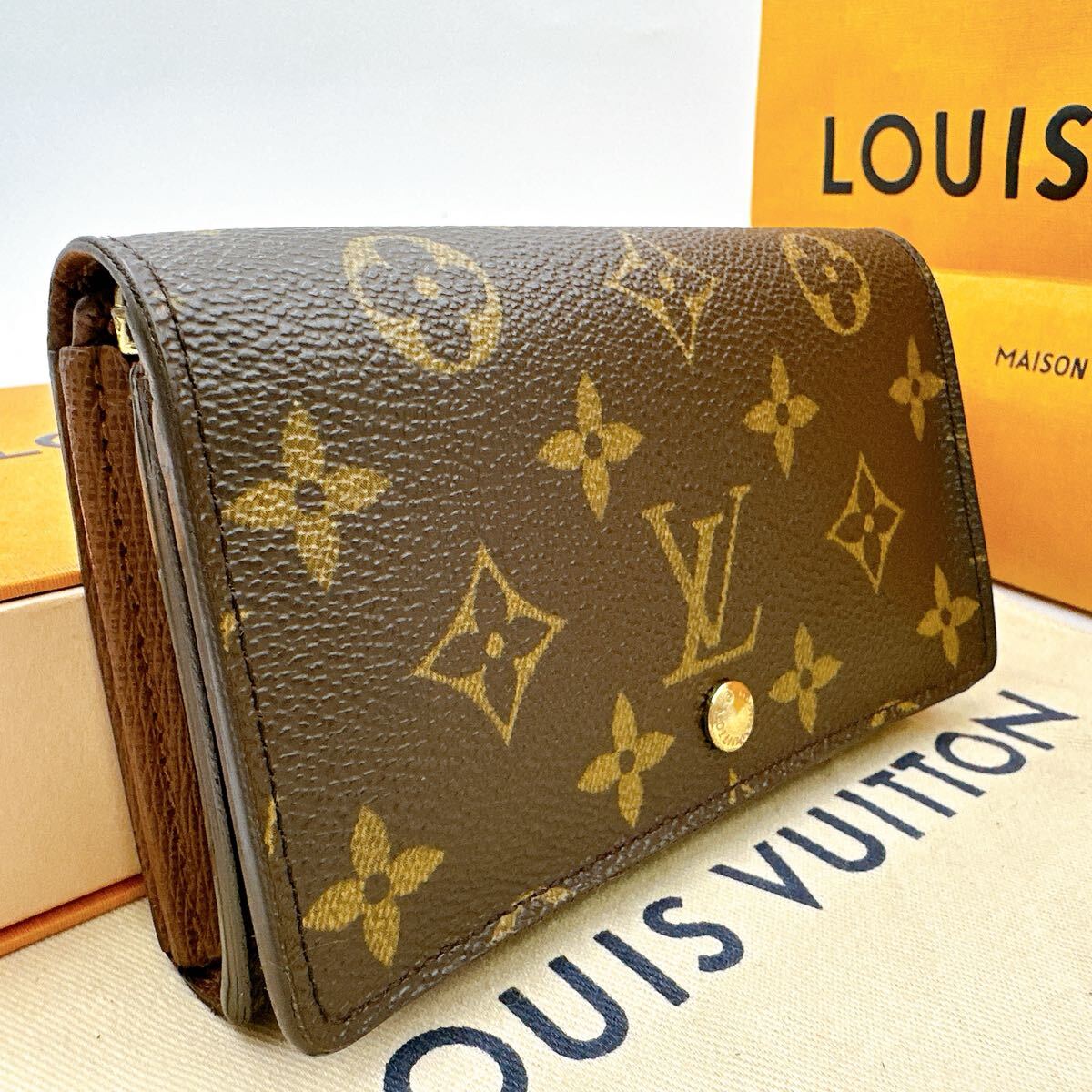 4874【極美品】LOUIS VUITTON ルイヴィトン モノグラム ポルトモネ ビエ トレゾール L字ファスナー 二つ折り財(cái)布 M61730/RA0054