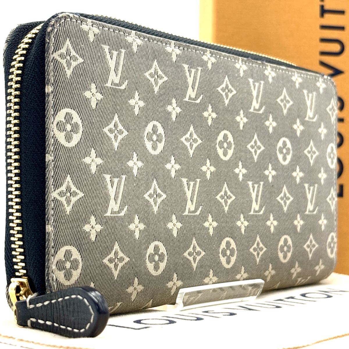 入手困難品◆LOUIS VUITTON ルイヴィトン ジッピーウォレット モノグラム イディール デニム ジャガード グレー メンズ レディース