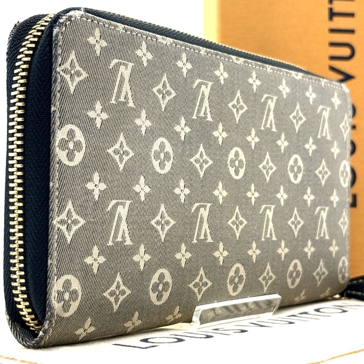入手困難品◆LOUIS VUITTON ルイヴィトン ジッピーウォレット モノグラム イディール デニム ジャガード グレー メンズ レディース