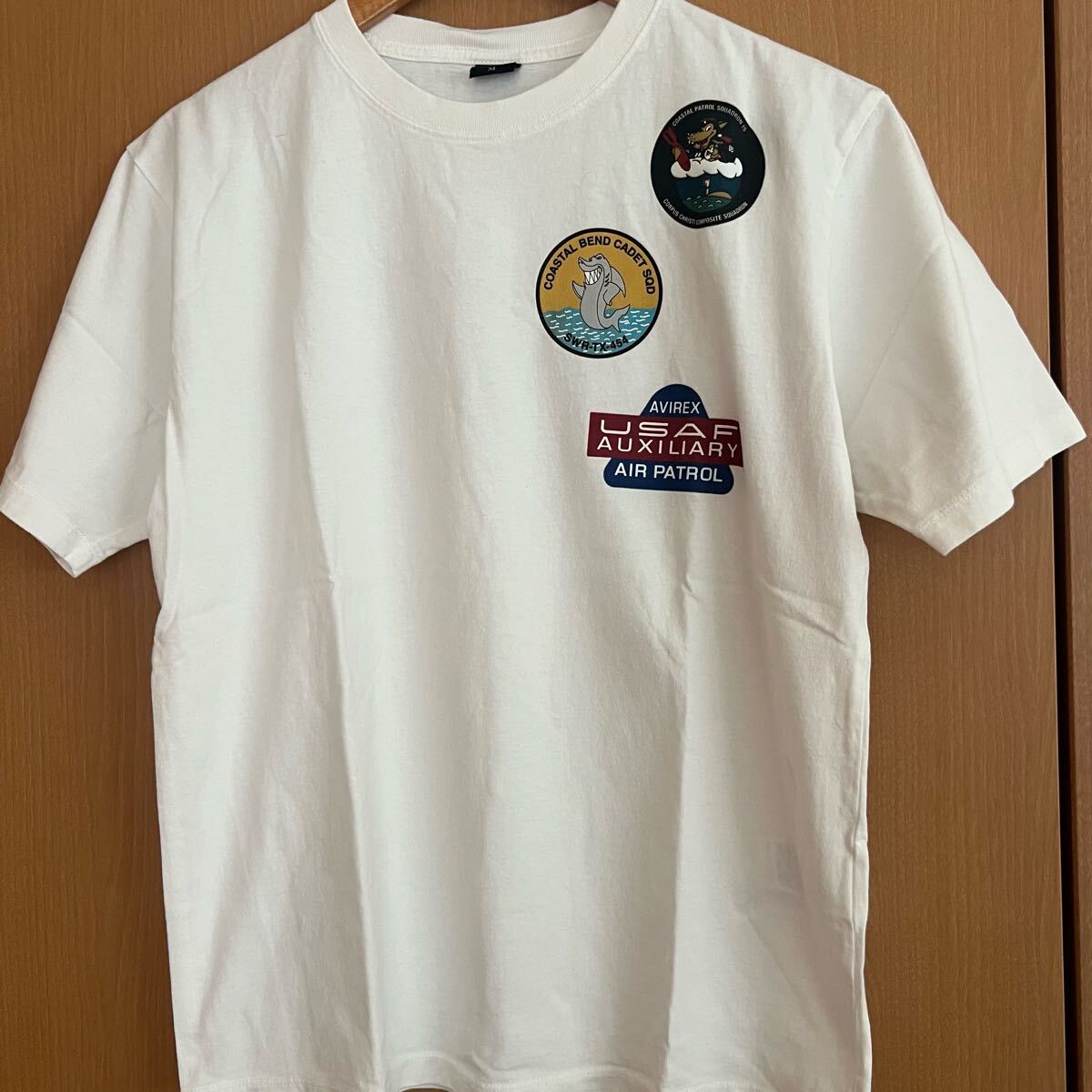 AVIREX アヴィレックス 半袖Tシャツ エアーパトロール バックロゴ パッチプリント仕様 サイズM ホワイト ミリタリー
