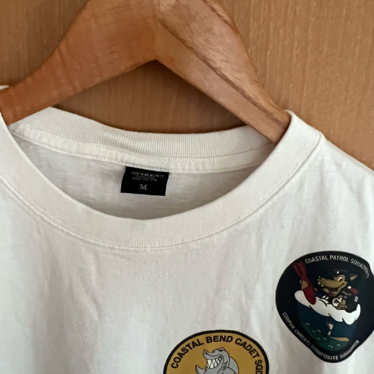AVIREX アヴィレックス 半袖Tシャツ エアーパトロール バックロゴ パッチプリント仕様 サイズM ホワイト ミリタリー
