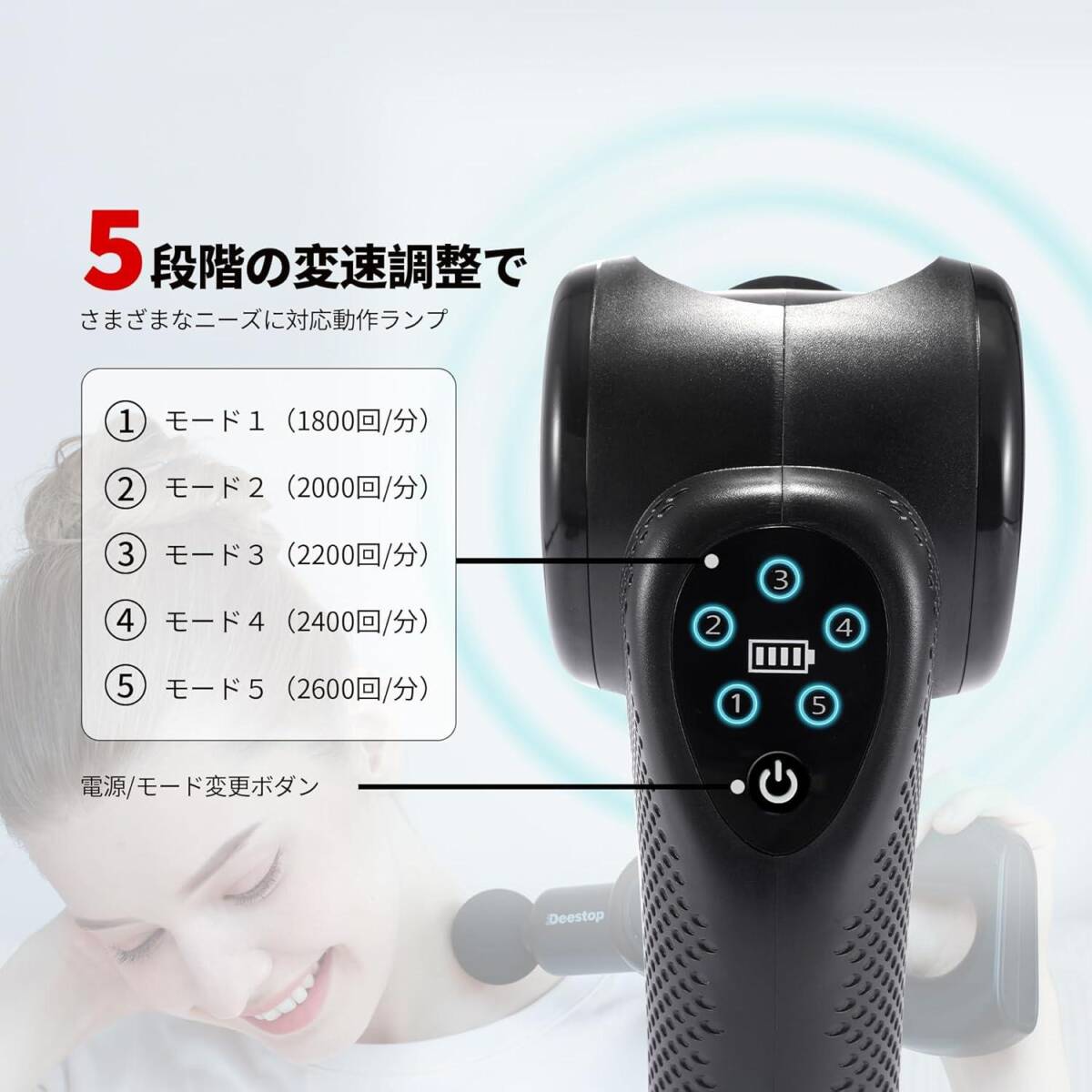 miniハンディガン 2WAY仕様 筋膜リリースガン 背中リリースガン 5段階強(qiáng)