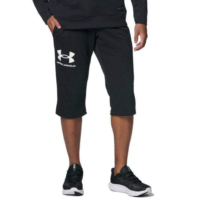 新品 アンダーアーマー 3/4 スウェット パンツ MD M 黒 ブラック ハーフ 7分丈 1384819 UNDER ARMOUR 即決