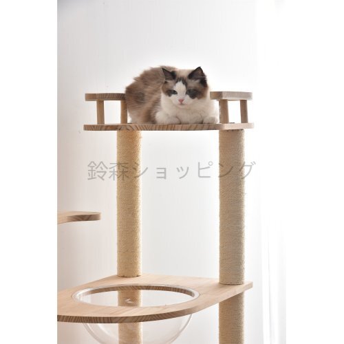 キャットタワー 透明宇宙船 頑丈 據(jù)え置き おしゃれ キャットタワー 木制 可愛い麻紐 爪とぎボール 貓ベッド 安全安心 ペット用品