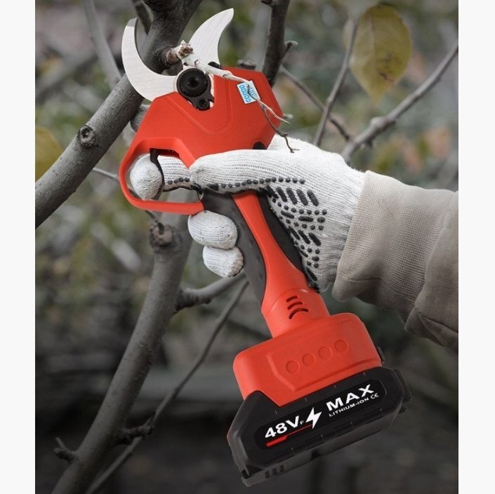 新型電動ハサミ 充電式 切斷直徑40mm 庭木/枝切り/果樹用/電線/ケーブルなど 剪定鋏 電池2個