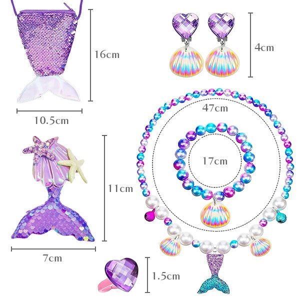 送料無(wú)料 マーメイドコレクション 6點(diǎn)セット ジュエリー セット コスプレ 指輪 ブレスレット キッズ 子供 ネックレス イヤリングプリンセス