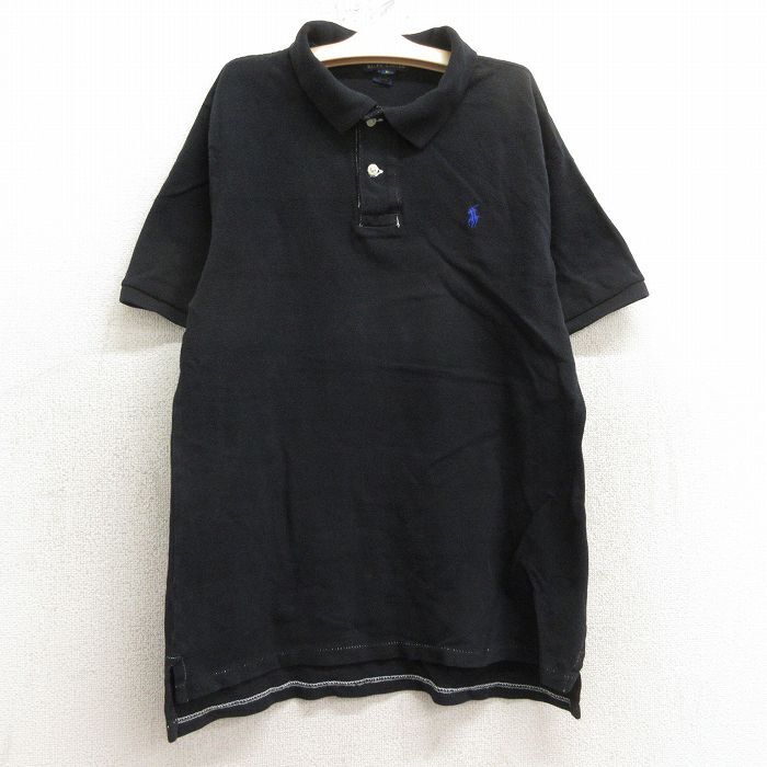 【50%OFF】古著 ラルフローレン 半袖 ブランド ポロ シャツ キッズ ボーイズ 子供服 ワンポイントロゴ コットン 鹿の子 黒 ブラック 24 5OF
