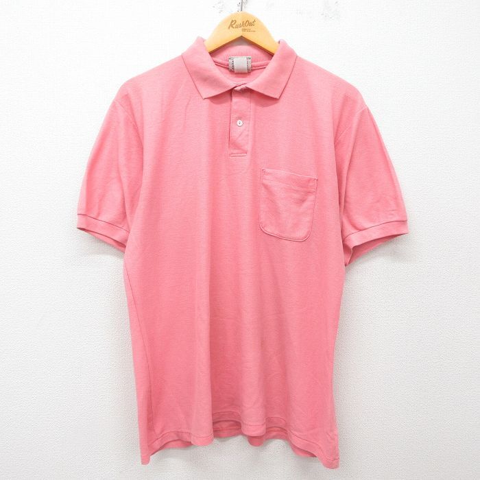 XL/古著 半袖 ポロ シャツ メンズ 90s 鹿の子 ピンク 25may29 中古 トップス