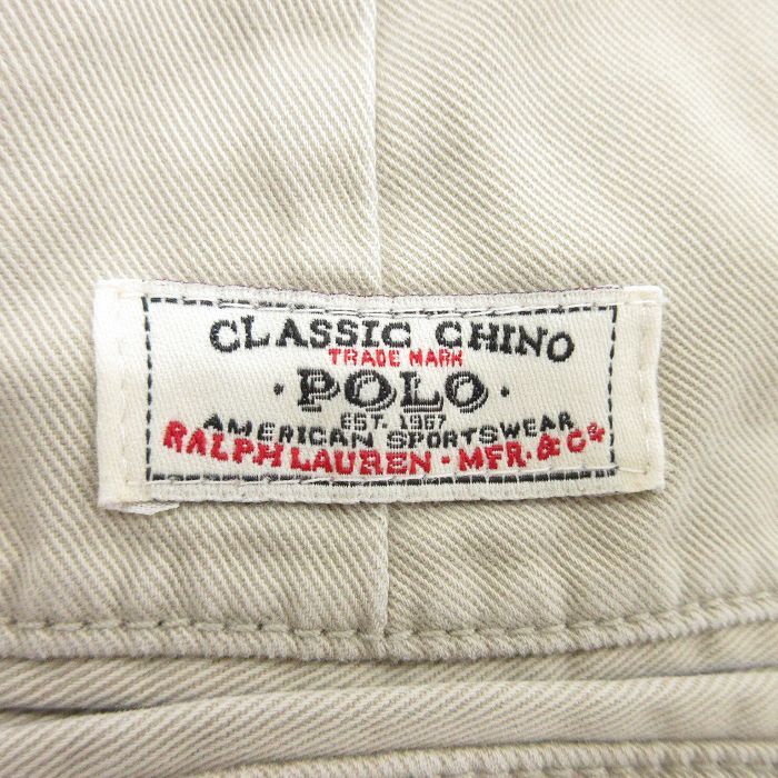 W36/古著 ラルフローレン ブランド チノ パンツ チノパン メンズ 90s コットン ベージュ カーキ 25jun04 中古 ボトムス ロング