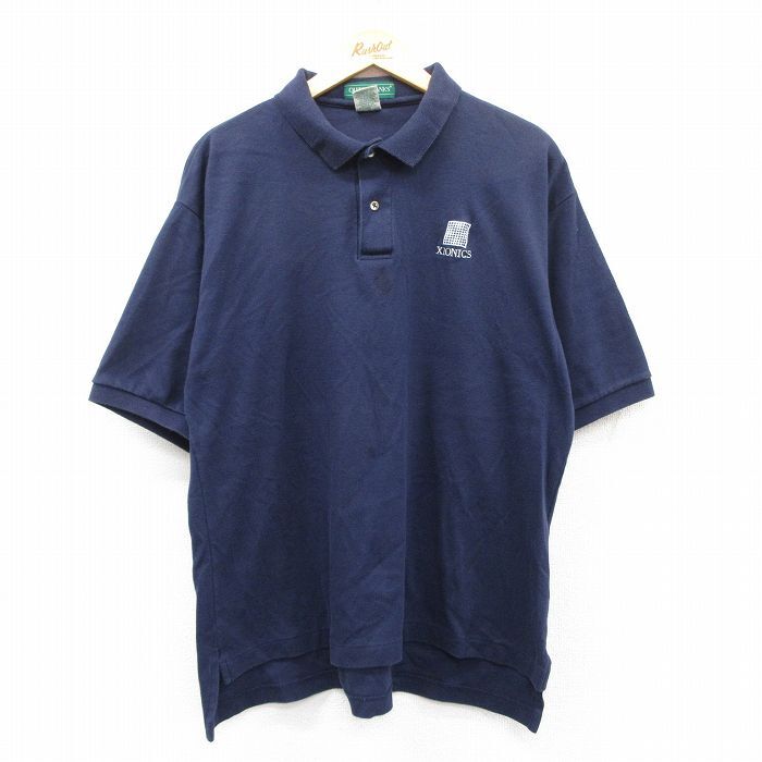 XL/古著 半袖 ポロ シャツ メンズ 90s XIONICS 大きいサイズ コットン 紺 ネイビー 25jun06 中古 トップス