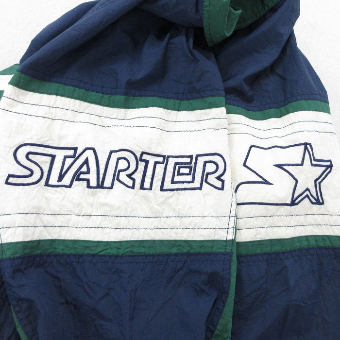 XL/古著 スターター 長袖 ナイロン ジャケット メンズ 90s ビッグロゴ 刺繍 紺他 ネイビー 內(nèi)側(cè)メッシュ spe 25feb14 中古