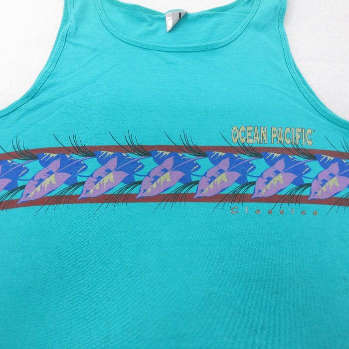 XL/ б/у одежда Ocean Pacific OP Vintage майка мужской 90s one отметка Logo лист вырез лодочкой синий зеленый 24jun25