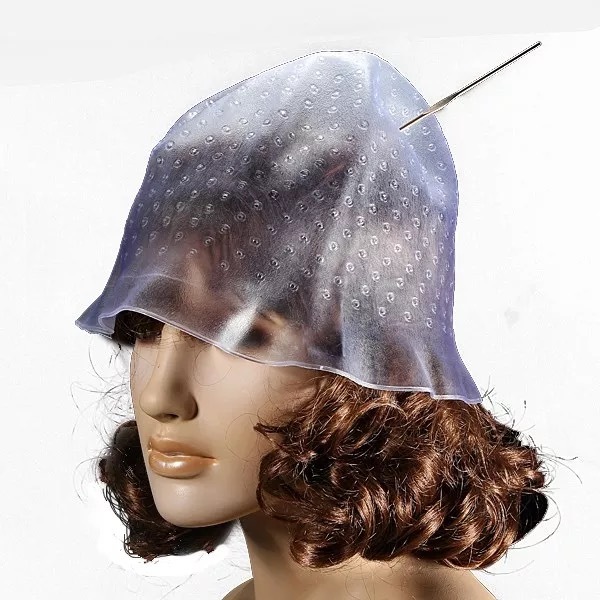 メッシュ ヘアカラー かぎ針付き シリコンキャップ ブリーチ ハイライト