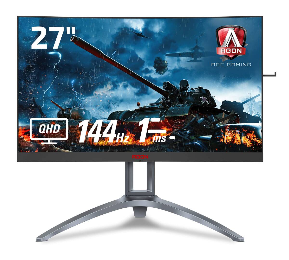[ б/у ]AOCge-ming монитор AG273QCX/11(27 дюймовый / искривление поверхность /144Hz/1ms/HDMI/DisplayPort/fli машина свободный 