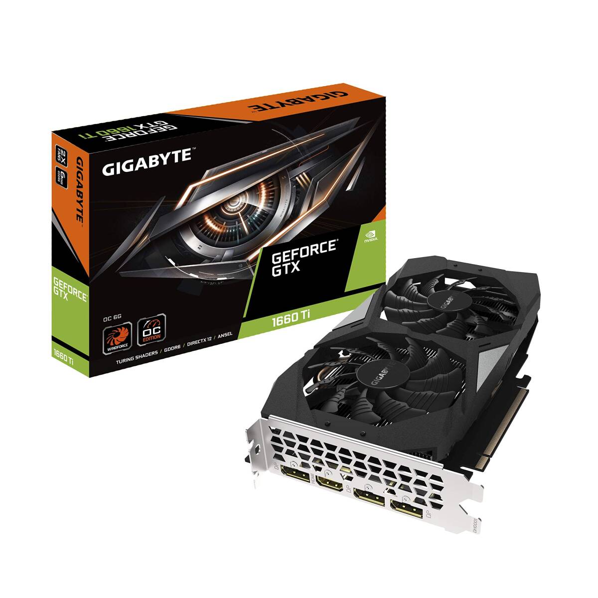 [ б/у ]GIGABYTE NVIDIA GeForce GTX 1660Ti установка графическая плата 6GB WINDFORCE 2X вентилятор mote