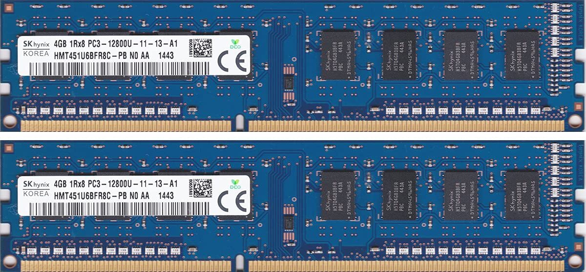 [ б/у ]Hynix HMT451U6BFR8C-PB 8GB 2 x 4GB PC3-12800U DDR3 1600 CL11 Desktop M
