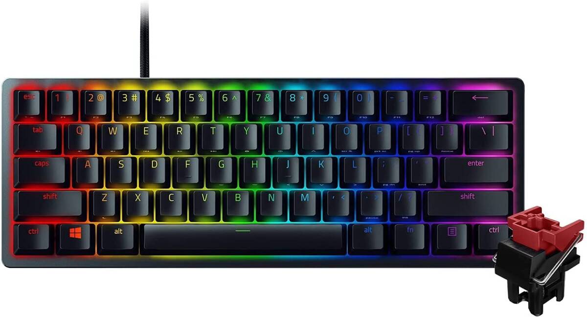 [ б/у ]Razer Huntsman Mini маленький размер ge-ming клавиатура - Linear Optical Switch английский язык US расположение 60%re