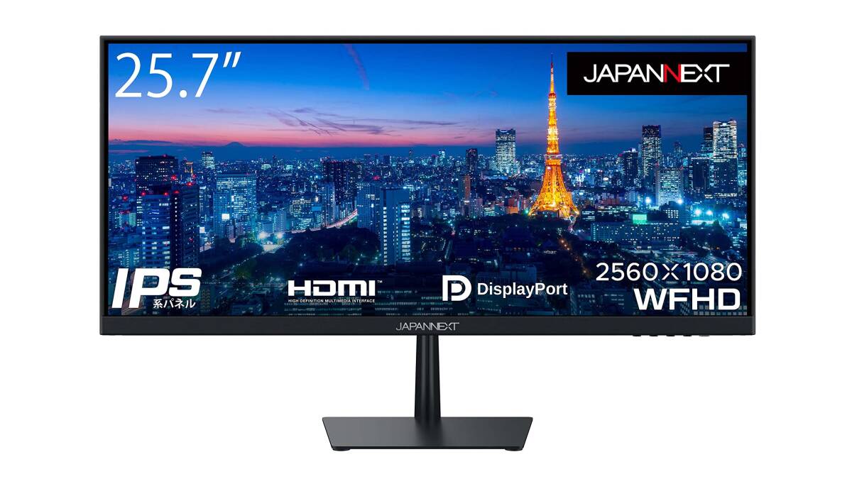 [ б/у ]JAPANNEXT 25.7 дюймовый монитор WFHD 2560x1080 разрешение IPS дисплей (HDMI/DisplayPort/