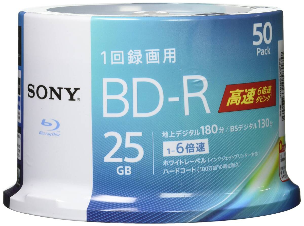 [ б/у ] Sony Blue-ray диск BD-R 25GB (1 листов на цифровое радиовещание примерно 3 час ) 1 раз видеозапись для 50 листов ввод 6 скоростей дублирование соответствует кейс нет 50B