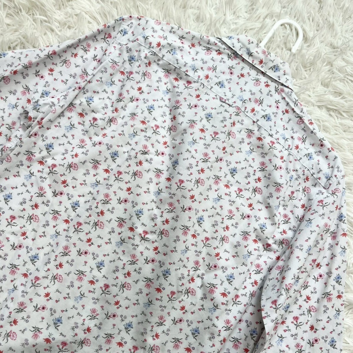 極美品/L 夏向 ポールスミス 長袖シャツ 総柄 薄生地 日本制 コットン100% 刻印ボタン 圧倒的高級感 Paul Smith 紳士の休日 クリーニング済