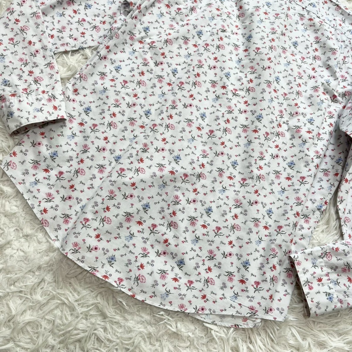 極美品/L 夏向 ポールスミス 長袖シャツ 総柄 薄生地 日本制 コットン100% 刻印ボタン 圧倒的高級感 Paul Smith 紳士の休日 クリーニング済