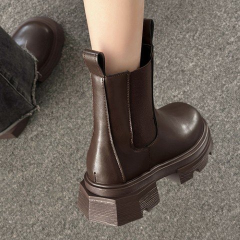  со вставкой из резинки ботинки короткие сапоги толщина низ 25.0cm(40) Brown 