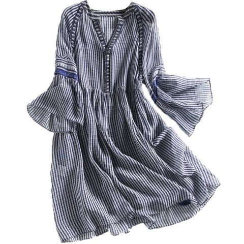  Mini One-piece 7 минут рукав полоса рисунок окантовка рисунок casual выход женский XL голубой 