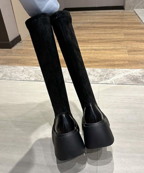  толщина низ ботинки ботфорты сапоги 23.0cm(36) черный 