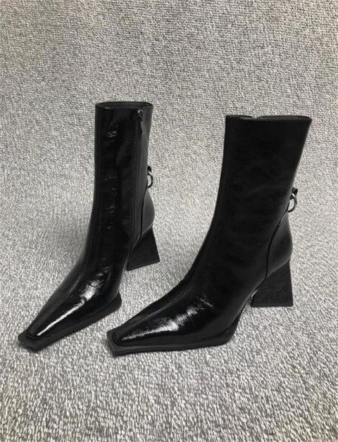  medium длина ботинки толстый каблук простой casual женская обувь [38]24cm черный 