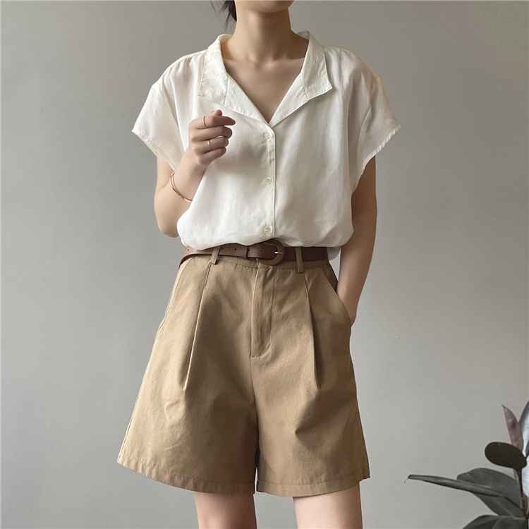 カーゴパンツ ショートパンツ ハイウエスト スリム ストレート ワイド XL ブラック