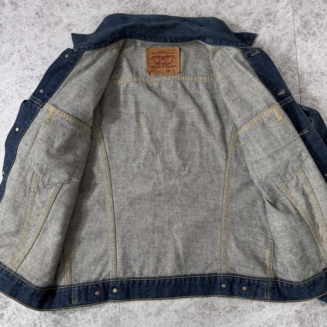 93年 BigE リーバイス LEVIS 71557 XX 3rd デニムジャケット 42 XL Gジャン Levis アメカジ 濃紺 インディゴ 日本制 90s ビッグE