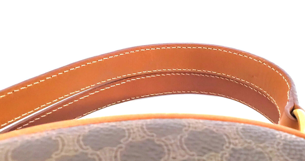 D2575◆極美品【CELINE セリーヌ】マカダム柄 ハンドバッグ ヴィンテージ◆PVC×レザー ブラウン