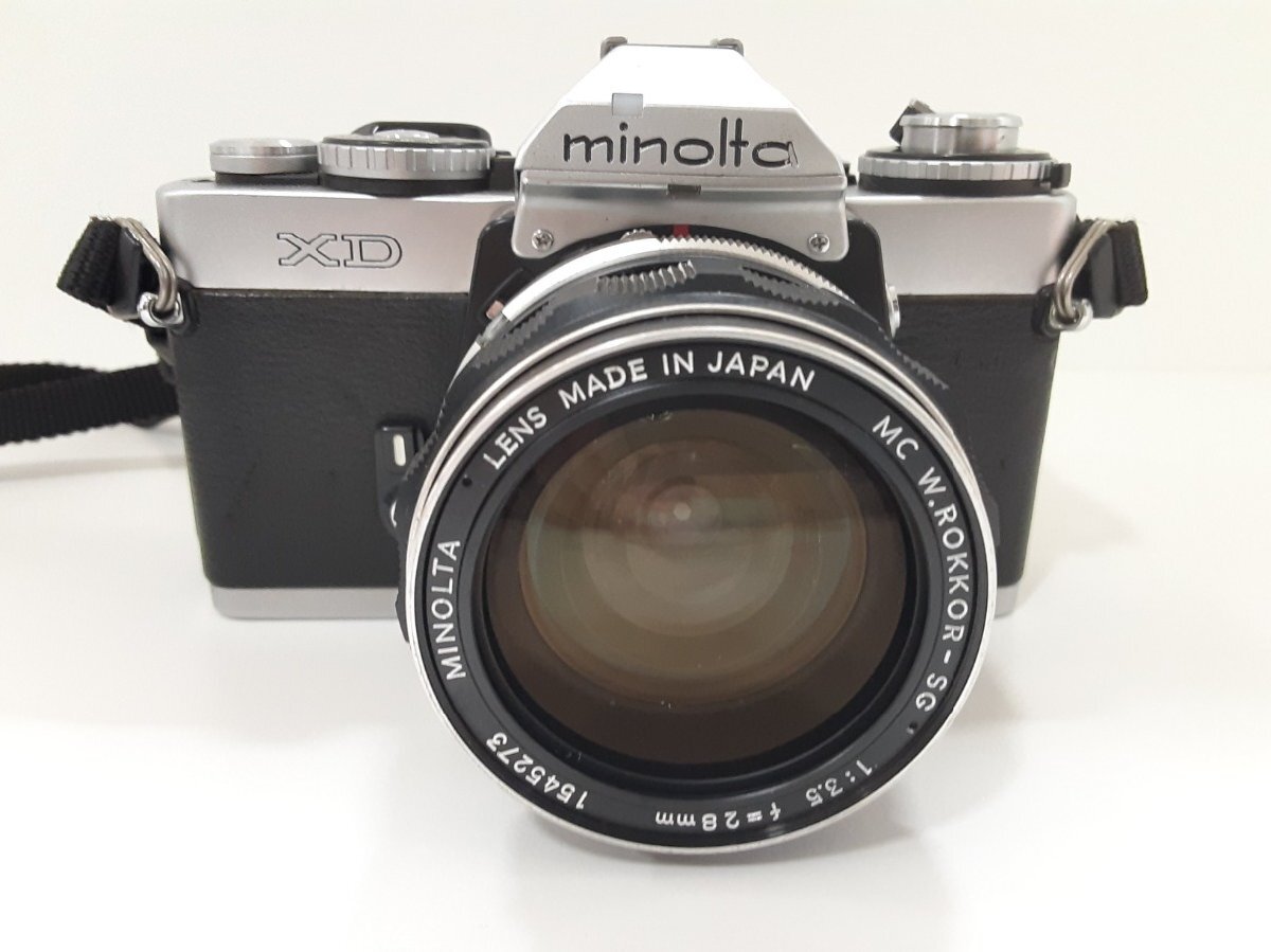 ★ミノルタ MINOLTA XD 一眼レフカメラ MC W.ROKKOR-SG 1:3.5 f=28mm 動作未確認 ジャンク【中古】｛dgs4517｝