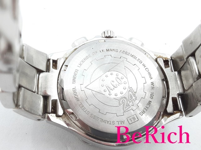 ルマン LE MANS 24時間 レース クロノグラフ メンズ 腕時計 デイト ホワイト 白 文字盤 SS ブレス アナログ クォーツ QZ 【中古】 ht4532_画像6