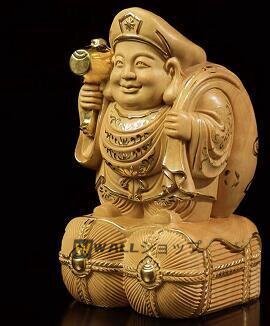美品★大黒天 縁起物 希少 仏師で仕上げ品 彫刻工蕓品 精密彫刻