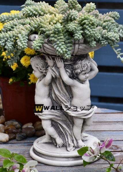 大人気★植物プランター ガーデンオーナメント ヴィンテージ 植木鉢 キューピッド 樹脂置物 ガーデニング オブジェ ガーデン 庭 屋外 玄関