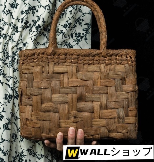 新入荷★高品質(zhì)★職人手編み　嵐編み　網(wǎng)代編み　山葡萄籠バッグ