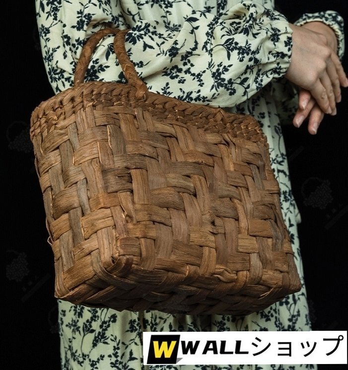 新入荷★高品質(zhì)★職人手編み　嵐編み　網(wǎng)代編み　山葡萄籠バッグ
